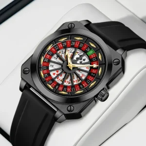 Factory Direct 3D Hollow Out Lucky Men’s Watch 30M Waterproof Rubber Band Quartz Movement Durable Sporty Wristwatch