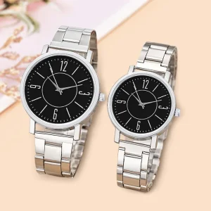 Factory Direct Eco-Friendly Unisex Alloy Band Quartz Dial Mineral Glass Pointer 42mm 10mm Thickness Couple Gift