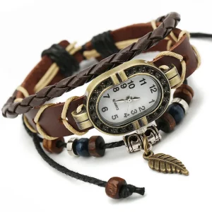 Factory Direct Fashion Braided Genuine Leather Watch for Men and Women