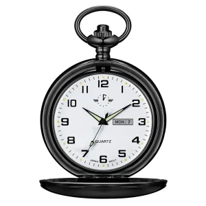 Factory Direct Sale of Vintage Steampunk Double Calendar Quartz Pocket Watches with Alloy Case & Strap 47mm Dial Gift