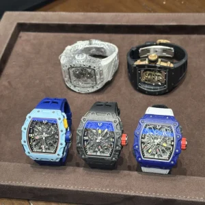 Factory Direct Sales RM6501 Carbon Fiber Case Titanium Chronograph 18k Rose Gold Automatic Mechanical Men’s Watch Rubber Strap