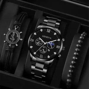 Factory Direct Supply New Trend All-Match Men’s Quartz Watch Bracelet Set 42mm Acrylic Case 10mm Band Eco-Friendly