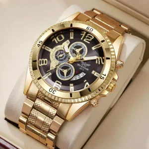 Factory Fashionable Alloy Large Dial Men’s Watch with Date Display Sports Quartz Watch for Men