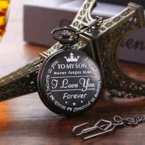 Factory Fashionable to MY SON Pocket Watch for Son Gift Watch Retro Flip Quartz Pendant Watch