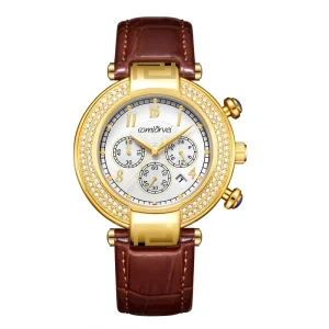 Factory Gold Women’s Quartz Watch with Diamond Dial Romantic Fashion Daily Wear Timepiece