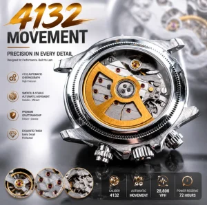 Factory High Quality 40mm Mechanical Watch 4132 Automatic Winding Movement Men’s 216g Business Watch