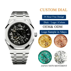 Factory Luxury Men’s Automatic Mechanical Watch Mineral Glass Skeleton NH70 Movement Mod Watch