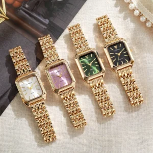 Factory New Simple Folding Buckle Steel Belt Women’s Quartz Watch Charm Elegant Fashion Brand square Luxury Watch