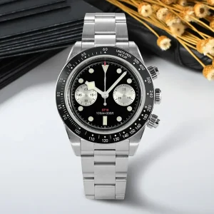Factory Price High Quality Luxury ST19 Chronograph Mechanical Hand Winding 316L Stainless Steel Bracelet Watch for Men