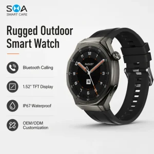 Factory Rugged Outdoor Smart Watch, IP67 Waterproof, Bluetooth Calling, Custom Logo, OEM ODM Fitness Tracker