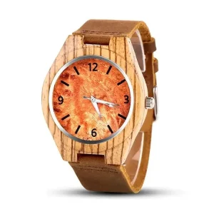 Factory direct sales of quartz watches and wooden watches. Stylish leather strap wooden watches for men.