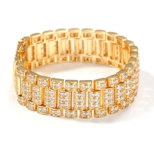 Fanciest Designer Brass Simple Mens Gold Plated Watch Chain Bracelet Hip Hop