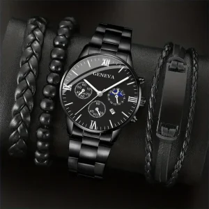 Fashion 4 Pcs Set Men’s Watch Set New Arrive Quartz Watch As Man Set Gift