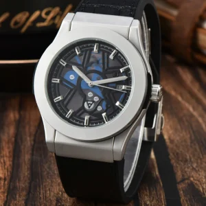 Fashion Automatic Mechanical Watch with Leather Band and Alloy Case