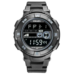 Fashion Black Analog Digital Sport Watch Classic Electronic Movement Hand Watch Men Luminous Led Display Wrist Watch