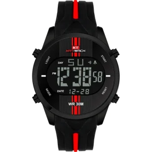 Fashion Black Mens Digital Watch Silicone Band Luminous Calendar KAT WACH 716 Week Display Outdoor Relogio Musculino