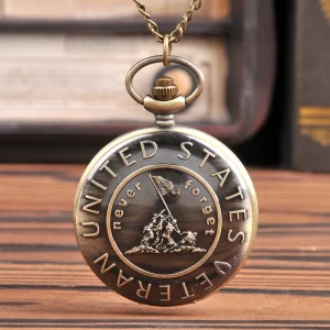 Fashion Bronze Quartz Pocket Watch Never Forget Vintage Watches Fob Chain Watches for Men Women Best Gift