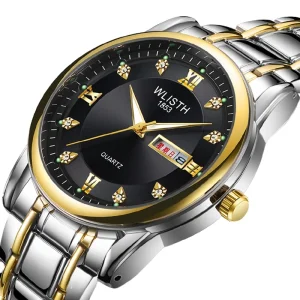 Fashion Business Men’s Watch Waterproof Calendar Date Display Stainless Steel Band Casual Luminous Quartz Watches