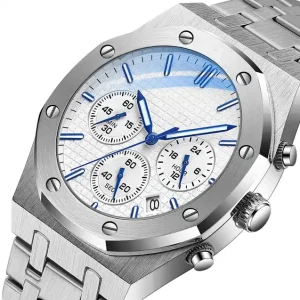 Fashion Business Mens Watches Luxury Stainless Steel Waterproof Wristwatch