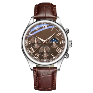 Fashion Business Quartz Sports Casual Belt Wrist Watch with Glass Dial and Pointer for Men