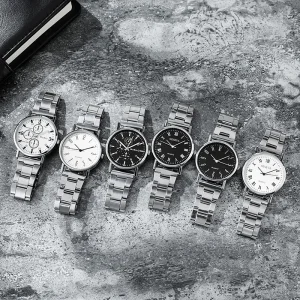 Fashion Business Simple Steel Strip Watch Trendy Men Metal Quartz Watch Decorative Leisure Gift Watch