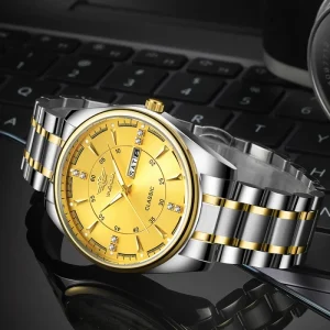 Fashion Business Watch for Men Diamond Dial Waterproof Quartz Movement Factory Direct