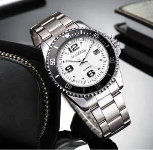 Fashion Calendar Clock Men Business Casual Watch Men Stainless Steel Watches Luxury Quartz Wristwatch