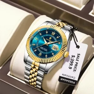 Fashion Casual Men’s Watch Waterproof Calendar Luminous Quartz Wristwatch Business Luxury Stainless Steel Watch for Men