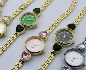 Fashion Colorful Luxury Ladies Gold Bracelet Quartz Women Wrist Watch Diamond Jewelry Quartz Watch