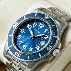 Fashion Design Stainless Steel Men’s Blue Large Dial Waterproof Automatic Mechanical Watch