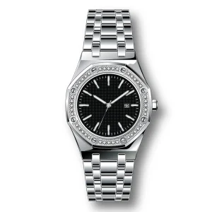 Fashion Diamond Stainless Steel Mens Watch for Men and Ladies Wristwatch
