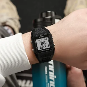Fashion Digital Plastic Men’s Student Multi Functional Outdoor Square Chronograph Watch