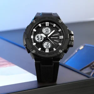 Fashion Dual Time Countdown Watch LED Display Electronic Waterproof 5ATM Men Multifunctional Analog Digital Watch