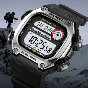 Fashion Electronic LED Digital Movement Business Men Watches 50M Waterproof Square Plastic Case Material Alarm Clock