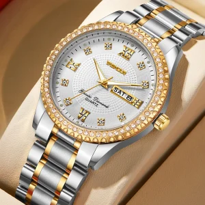 Fashion Golden Business Watches Sport Waterproof Unique Golden Men’s Stainless Steel Wristwatch
