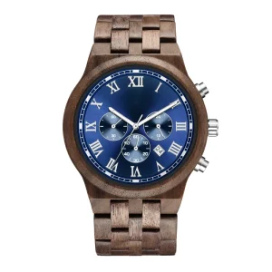 Fashion Handmade Wooden Wrist Watch for Men, Luxury Chronograph, Casual Calendar Wood Watch