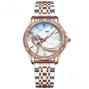 Fashion High Quality Business Casual Luminous Ladies Girls Luxury Waterproof Hard Silicon Glass Mechanical Watch