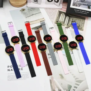 Fashion LED Digital Watches Women Men Casual Luxury Sports Electronic Watches Red Light Alloy Silicone Watches