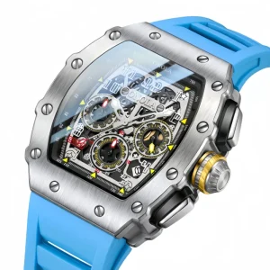 Fashion Luxury Classic Wine Barrel Design Men’s Watch Multifunctional Quartz Tape Waterproof Watch ON6826