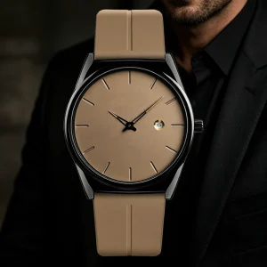 Fashion Luxury Men’s Quartz Watch Desert Color Calendar Watch Waterproof Silicone Tape Magnetic Buckle