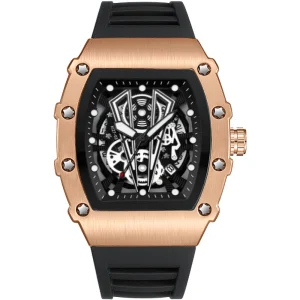 Fashion Luxury Men’s Quartz Watch Rubber Case Glass Dial Modern Design Waterproof Business Watch