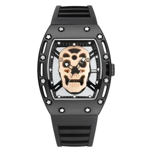 Fashion Men Wrist Luxury Skeleton Mens Stainless Steel Alloy Watches Leather Quartz Watches for Men
