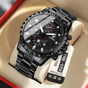 Fashion Men’s Quartz Watch with Analog Dial Display Stainless Steel Strap