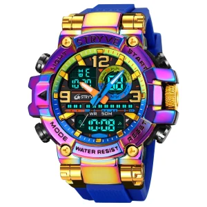 Fashion Men’s Sport Watches Shock Resistant 50M Waterproof Wristwatch LED Alarm Stopwatch Clock 8025