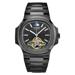 Fashion Mens Sports Watches 43mm Square Dial Automatic Winding Mechanical Wristwatch Stainless Steel Strap Casual Business Watch