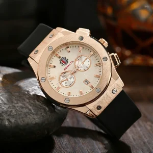 Fashion Men’s Watch Calendar Silicone Strap Waterproof Quartz Watches Large Dial Sport Casual Male Wristwatches (WA317)