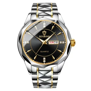 Fashion Men’s Watch Men’s Waterproof Tungsten Steel Calendar Quartz Wrist Watch