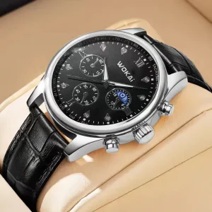 Fashion Mens Watch Quartz Movement Luxury Leather Strap with Calendar Waterproof Sport Wristwatch for Men Reloj Hombre