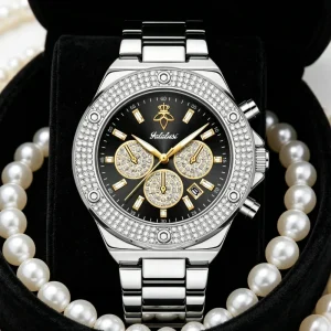 Fashion Men’s Women’s Watch, Quartz Movement, Waterproof Sports Chronograph, 30mm, 10mm, Silver Alloy
