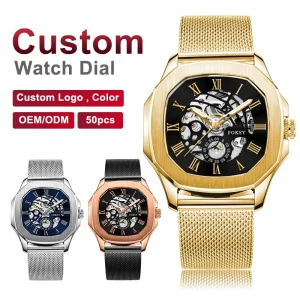 Fashion Men’s Wristwatch Luminous High Quality Water Proof Luxury Skeleton ODM Custom Logo Watch Automatic Mechanical